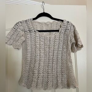 Elegant Cream Crochet Women's Top